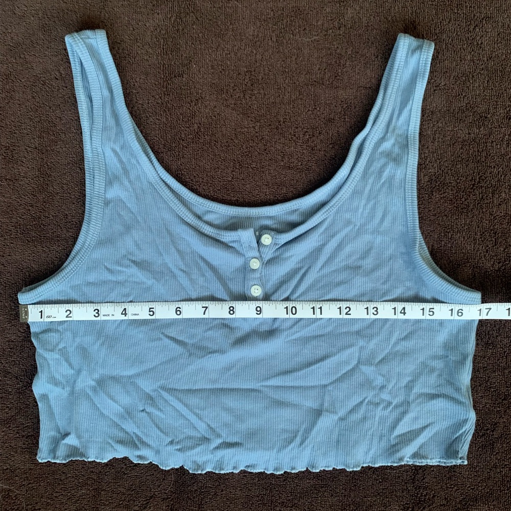 🩵AE Henley Crop Tank Ribbed Blue with Buttons - Size XL - NWOT - Picture 5 of 10